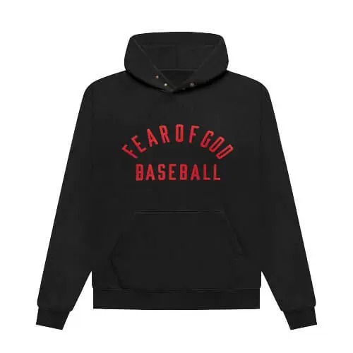 Black And Red Fear Of God Baseball Hoodie