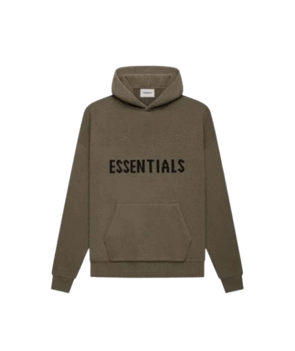 Essential Knit Pullover Hoodie Brown
