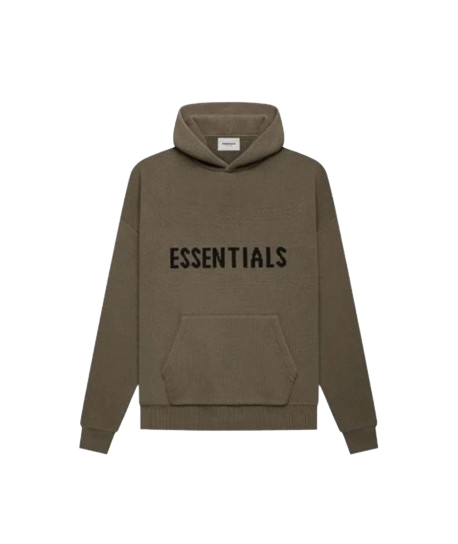 Essential Knit Pullover Hoodie Brown